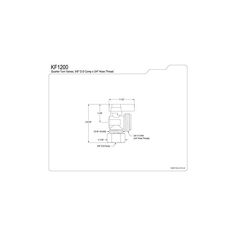 Kingston Brass KF1200 Quarter-Turn Angle Stop Valve, Polished Chrome