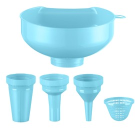 Pisol Wide Mouth Funnels for Kitchen Use, Versatile Food Grade Funnels for Filling Bottles, Plastic Cooking Funnel Set with Strainer, Large Long Neck Funnel for Canning, Mason Jar, Shampoo, Liquids