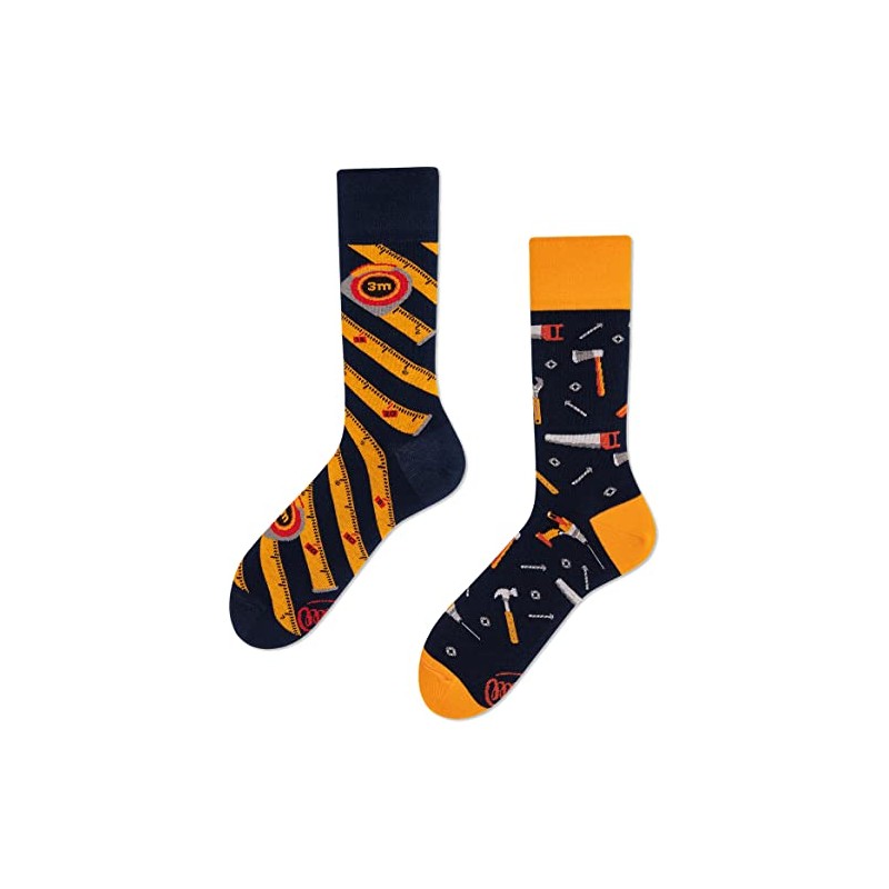 Many Mornings Unisex The Handyman Mismatched Socks, multi-coloured