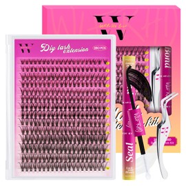 Lash Extension Kit 280PCS Eyelash Clusters 30D DIY Eyelash Extension Individual Lashes Natural Lash Clusters Kit with Lash Bond and Seal Tweezers(D-Mix9-16mm)