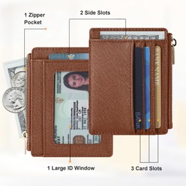 Sodsay Card Case Slim Front Pocket Wallet for Women Credit Card Holder with Keychain(CH Deep Brown)