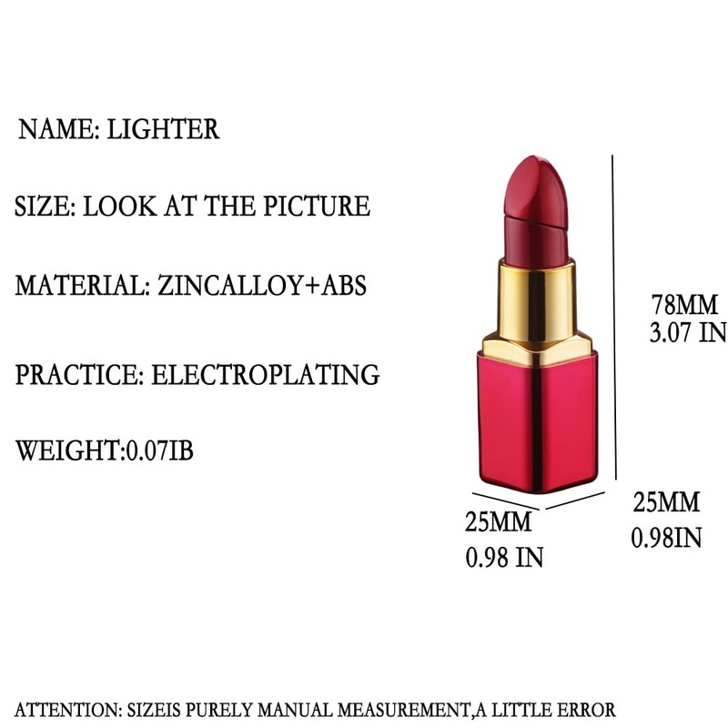 Cute Lipstick Lighter, Soft Flame Refillable Gas Butane Torch,Collectible Ladies
