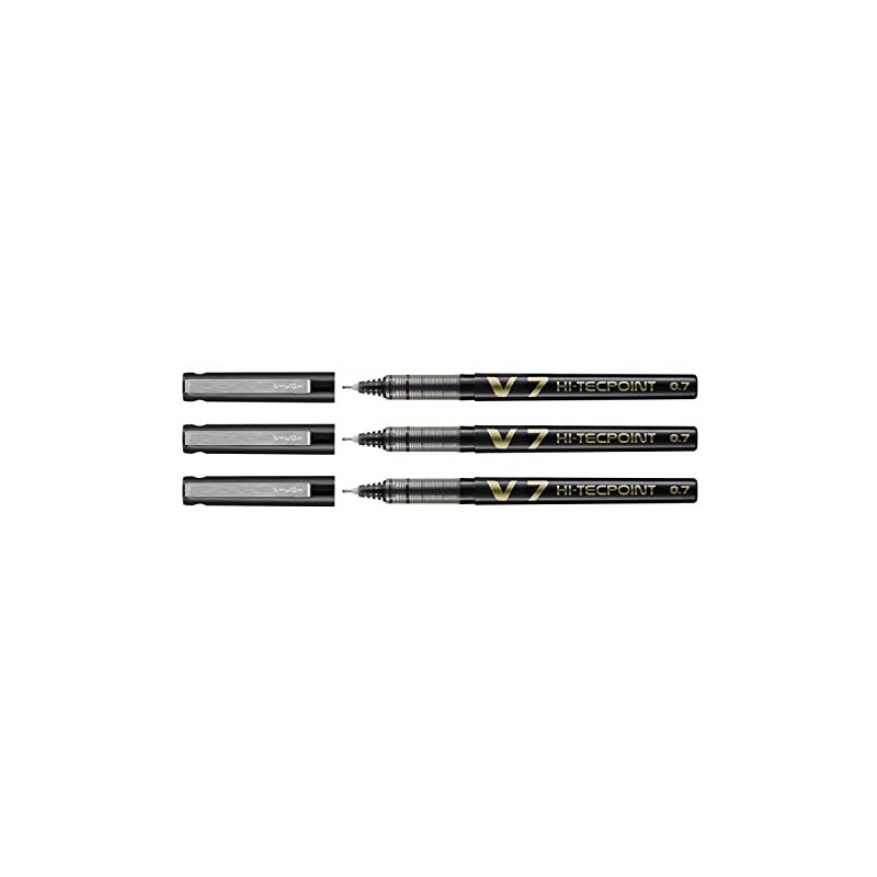 Pilot Pack of 3 Hi-Tecpoint V7 Rollerball Pens, Liquid Ink,