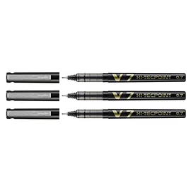Pilot Pack of 3 Hi-Tecpoint V7 Rollerball Pens, Liquid Ink, Medium Tip, Black