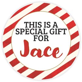 This is a Gift for Jace - Circle Sticker Decal 3 Inch - Candy Cane Merry Christmas Gift Tag Present Tree Holiday Custom Name Santa Claus