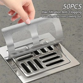 50PCS Hair Catcher for Shower Drain,Disposable Floor Drain Covers Mesh Stickers,Sink Strainer Protector,Bath Plug Hair Trap Filters for Bathroom & Bathtub & Kitchen & Laundry(10 × 10CM/3.93*3.93inch)