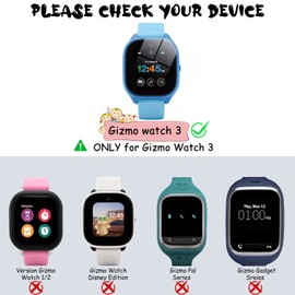 2 Pack Case for Gizmo Watch 3 Screen Protector, BESINPO Gizmo 3 Screen Protector with 9H Tempered Glass Kids Overall Shockproof Bumper Cove for Verizon Gizmo Watch 3 Protector-Clear+Black