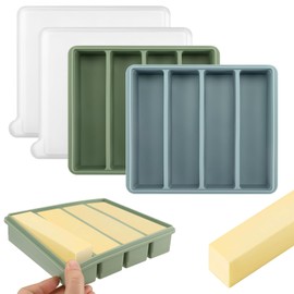 Silicone Butter Mold with Lid, Butter Mold for Homemade Butter, Non-Stick Tray Fits Standard Butter Stick Size, Large Cavity, Holds 8 Tablespoons, Stick Container for Energy Bar, Soap Bar, Pack of 2