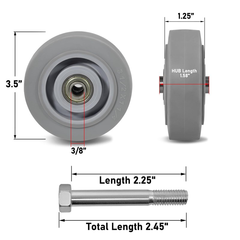 3.5 Inch Thermoplastic Rubber Caster Wheels (Set of 4) –