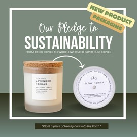 Natural Candle - Slow North Lavender + Cedar Essential Oils and 100% Pure Soy Wax Candle in a Reusable Frosted Glass Jar - A Unique and Mindful Scented Candle Hand-Poured in The USA (8 oz)