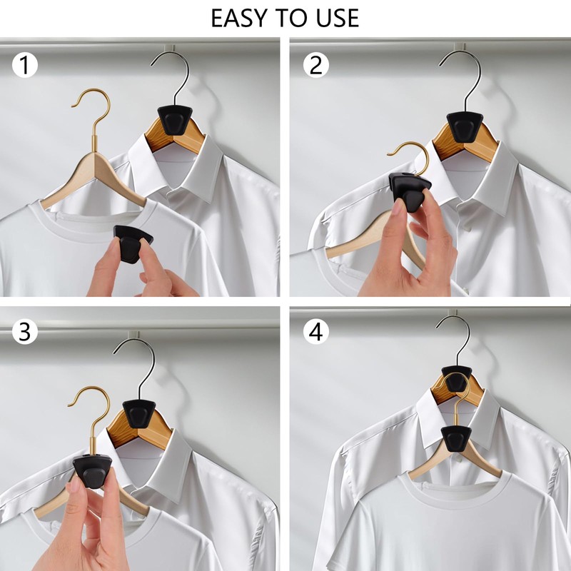 YOLCAR 60 Pack Space Saving Hanger Hooks, Black Plastic Triangle