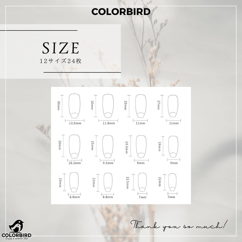 COLORBIRD Nail Tips, Long, 24 Pieces, Pink, Nail Tips, Short,