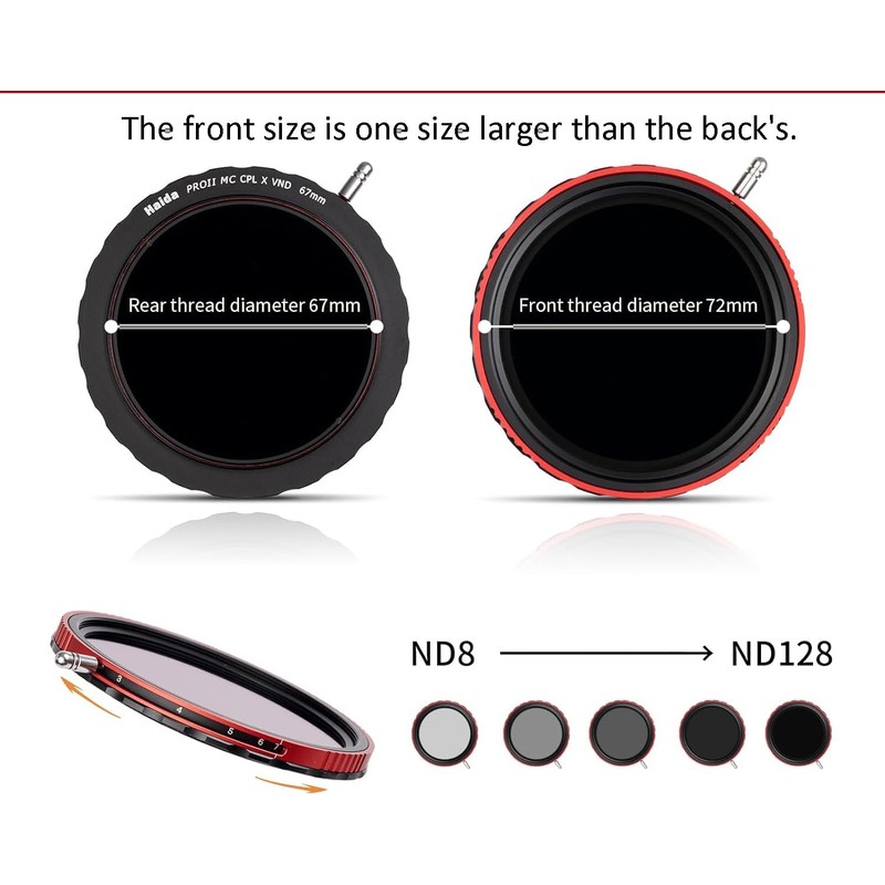 Haida 77mm VND+CPL 2 in 1 ND2-ND128 Adjustable Filter (3-7