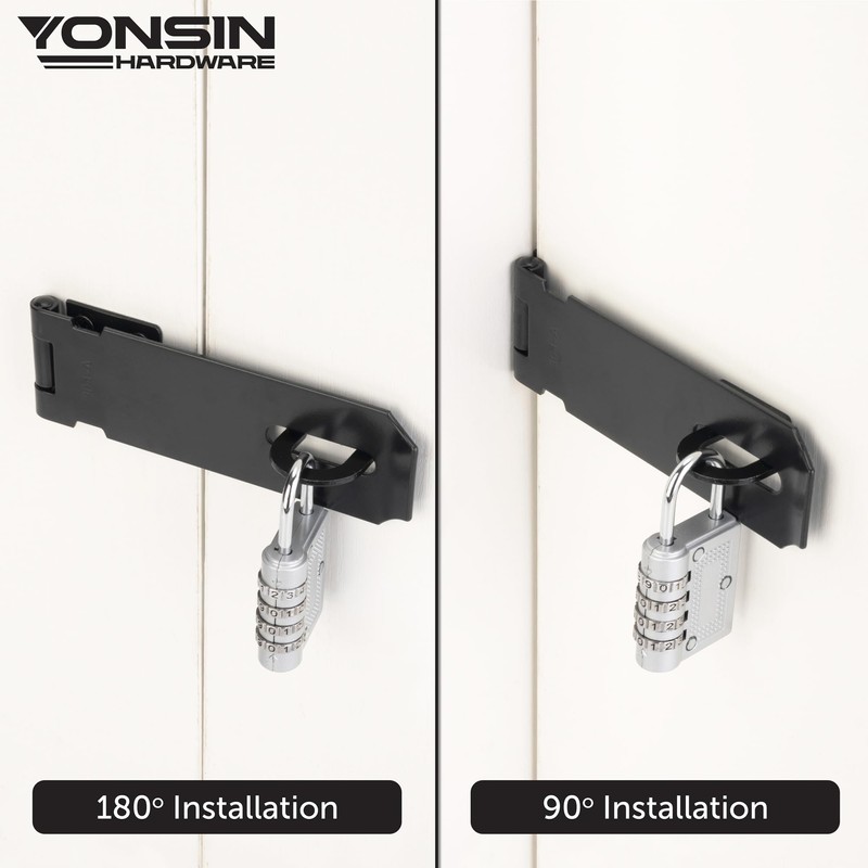 YONSIN 5" Door Padlock Safety Hasp Latch, Door Hasp Clasp