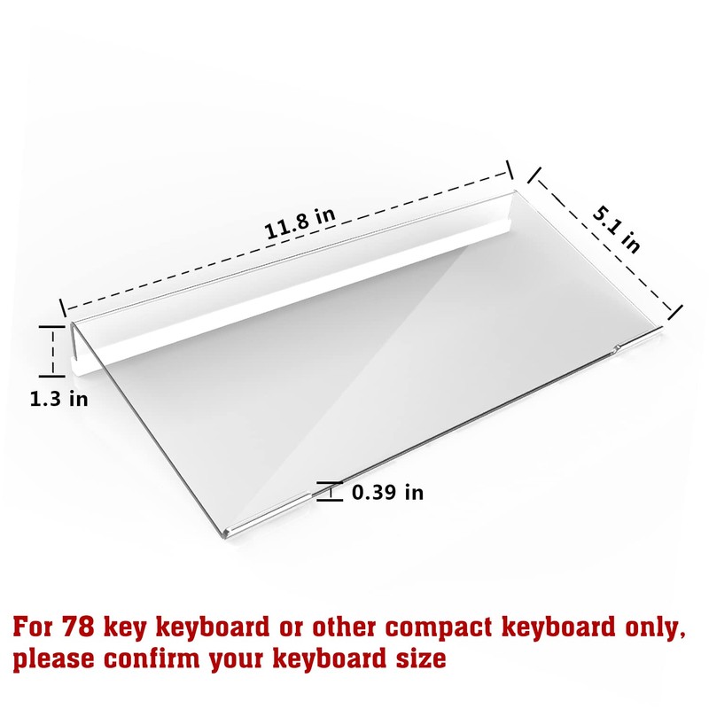 KOTEMON Acrylic Tilted Computer Keyboard Stand for Compact Keyboard, 78