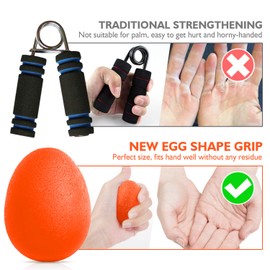 Peradix Hand Grip Strength Trainer, Stress Relief Ball for Adults and Kids, Wrist Rehab Therapy Hand Grip Equipment Ball Squishy Tools - Set of 3 Finger Resistance Exercise Squeezer