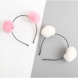 Pack of 3 Furry Bobble Bear Ears Soft Cute Headwear Plush Headband for Women Girls Color Random