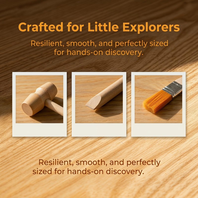 JOINPAYA Dinosaur Digging Tools Kit with Wooden Hammer Chisel Brush