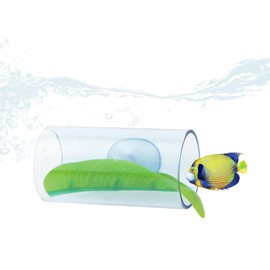WishLotus Betta Fish Tube Tunnel, Transparent Acrylic Betta Fish Toys Hideout Tube with Suction Cups, Betta Fish Accessories for Small Fish Shrimp (Blue)