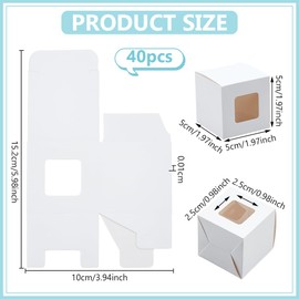 PH PandaHall 2 Inch White Mini Gift Boxes, 40pcs Square Paper Box with Window Foldable Chocolate Cookies Candy Box Small Homemade Soap Packaging Boxes for Wedding Christmas Proposal Party Decor