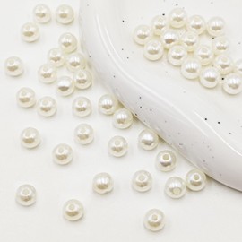 Pretty Jolly 100 pcs 8mm Glossy Round Beads for Bracelets Making Acrylic Pearl Beads for Jewelry Bulk Candy Beads for Necklaces with Loose Beads for DIY Crafts and Women - Pearls