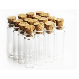 1ML Small Mini Tall Clear Glass Bottles/Jars with Corks Stoppers for Arts & Crafts, Projects, Decoration, Party Favors+ Gold Metal Eye Hook Pin Screws,200 Pcs