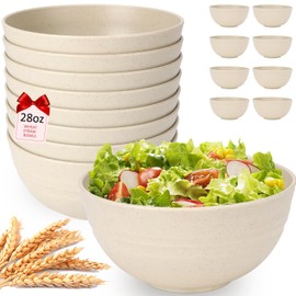 UUGLAM Unbreakable Cereal Bowls Set of 8, 28 Oz Wheat Straw Bowl Sets, Microwave & Dishwasher Safe Bowls for Kitchen, Reusable Plastic Bowl for Soup, Salad, Rice, Snack, BPA Free, Beige