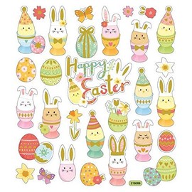 Tattoo King Multicolored Stickers-Bunnies in Egss, Glitter