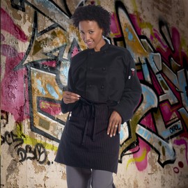 Uncommon Threads unisex adult Two-section Pocket Apron, Red/Blk Pinstripe, One Size US