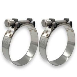 CHUN YUNG DA TT Heavy Duty Hose Clamps, 304 Stainless Steel T-Bolt Clamp, Adjustable Range 80-85 mm, Solid T-nuts and Wide Band for 3.25 Radiator Hose Clamps (3.15-3.35 inch, 2 pack)