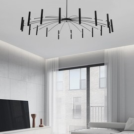 YIYIBYUS Modern Branch Chandelier, 18 Light Black Metal Pendant Light Nordic Ceiling Lamp Fixtures D-102CM Adjustable Bulbs Home Decor Lighting Branch Pendant for Living Room,Kitchen Island,Bedroom