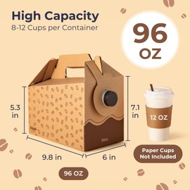 Fit Meal Prep 5 Pack 96 oz Disposable Coffee Dispensers with Handle, Insulated Coffee to Go Storage Containers, Cold Hot Drink Dispenser Bulk for Party, Catering, Office, Take Out