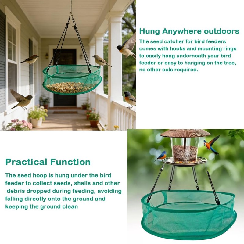 Seed Catcher for Bird Feeders, 20'' Bird Feeders for Outdoors