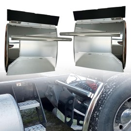 JKYH TECHPLUS New Pair Stainless Steel Quarter Fender 24"x 27” for most Semi Truck Freightliner Volvo VNL Rear Left and Right Hardware included