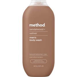 Method Men Body Wash, Sandalwood + Vetiver, Paraben and Phthalate Free, 18 fl oz (Pack of 1)
