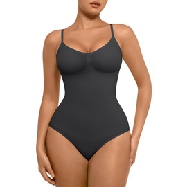 FeelinGirl Shapewear Bodysuits for Women Tummy Control Body Shaper Seamless Faja, Black, X-Small-Small