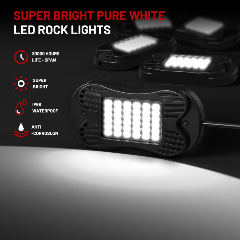 SHINIGHT 20 Pods White Rock Lights for Trucks/UTV/ATV - 36