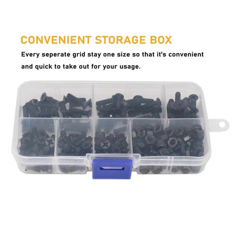 BinifiMux M4 Flat Head Screws and Hex Nuts Phillips, Countersunk