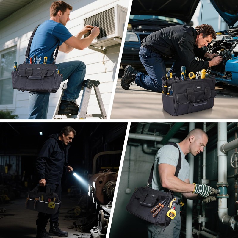 TICONN Heavy Duty Tool Bag with Multi-Pockets, Portable Tool Box