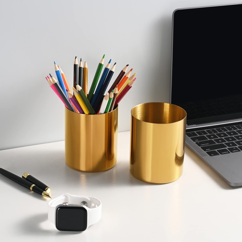 Gold Pen Holder for Desk, 304 Stainless Steel Pen Organizer