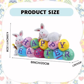 JIUHKQK Easter Decorations 2025 Bunny Eggs Happy Easter Statue Rabbits Figurine Tabletop Centerpiece Resin Sculpture for Gifts Spring Home Office Party Living Room Bedroom Decor (White, 1PC)