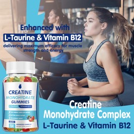 Creatine Monohydrate Gummies 5000mg for Men & Women 3 Packs, Creatine Monohydrate Chew for Boost Focus, Muscle Strength, 5g Creatine Monohydrate per Serving, Sugar Free, Vegan