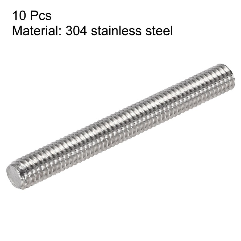 uxcell 10Pcs M6 x 50mm Fully Threaded Rod 304 Stainless