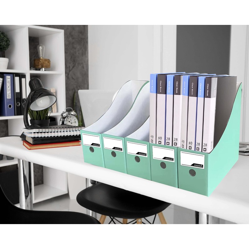 ANSSDO 12 Pack Teal Cardboard Magazine Holders, Premium Magazine File