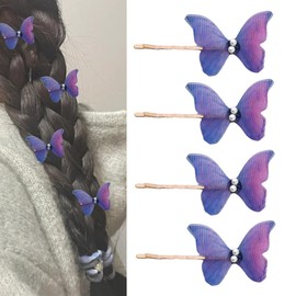Butterfly Accessories for Women Girls Purple Hair Clips Butterfly Hair Clips for Women Daughter Bride Bobby Pins Decorative for Birthday Prom Wedding Cute Hair Pins Clips for Daughter 4pcs