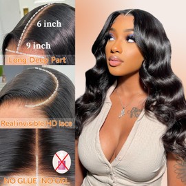 Oxeyegirl 22 Inch 9x6 Body Wave 200% Density Real Hair Wig Wear and Go Glueless Wig HD Lace Front Wig Human Hair Wigs for Black Women Wigs Real Hair Women No Glue Pre Plucked Pre Cut (56 cm)