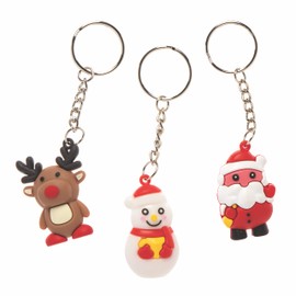 Baker Ross FC236 Christmas Character Keyrings - Pack of 6, Keyrings for Kids, Novelty Toys for Children, Ideal for Party Bag Fillers, Stocking Fillers and Small Gifts