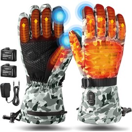 Rechargeable Heated Gloves for Men Women,7.4V Fast Heating Glove Liners, Hand Warmers Arthritis Heater Cold Winter Gloves, Snowmobile Camping Cycling Skiing Hiking Working Camo M