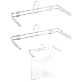 QWORK 2-Pack T-Shirt Bag Rack Wall Mount, Chrome-Plated Metal T-Shirt Retail Bag Holders, 12-Inch Width, 6" Arm, Easy Install Bag Holder for Retail and Checkout Counters