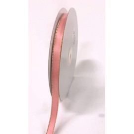 Ben Collection 3/8 X 50 Yards Double Face Satin Ribbon with Metallic Gold Edge (Dusty Rose)